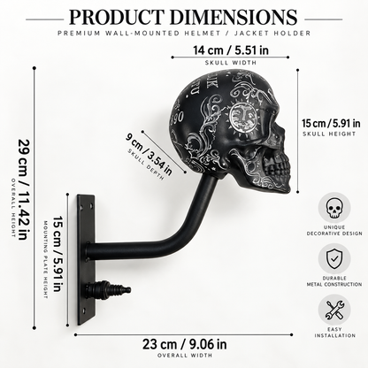 💀 Skull Helmet Wall Holder – Motorcycle Gear Display for Garage & Man Cave
