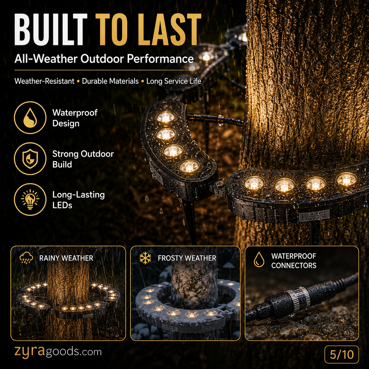 🌳💡 Ring-Shaped Solar Tree Lights – Weatherproof Outdoor Spotlights Ideal for Trees, Pillars, and Gardens