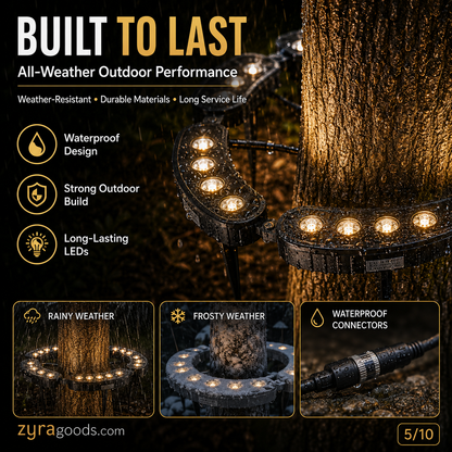 🌳💡 Ring-Shaped Solar Tree Lights – Weatherproof Outdoor Spotlights Ideal for Trees, Pillars, and Gardens