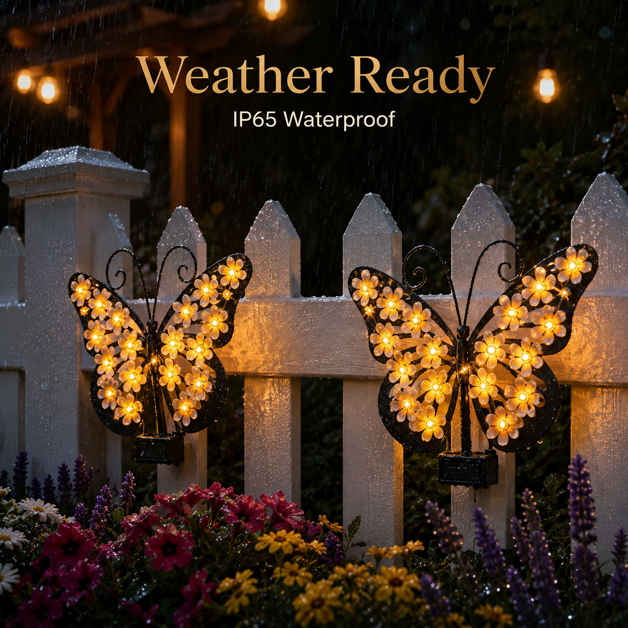Solar Butterfly Wall Decor Lights | Outdoor Metal Garden Light