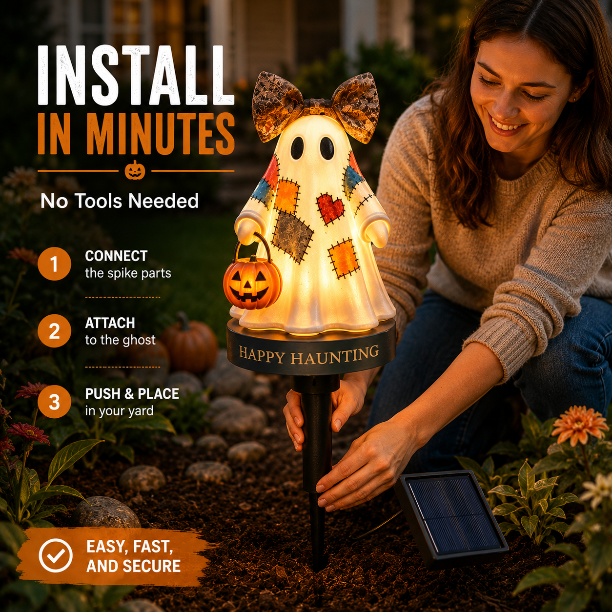 TODAY'S SPECIAL OFFER-50% OFF 🔥🎃 Solar Vintage Patchwork Ghost Garden Light
