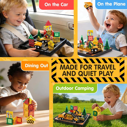 🚧 Construction Truck Magnetic Tile Playset – Build, Drive & Create Your Own Adventure