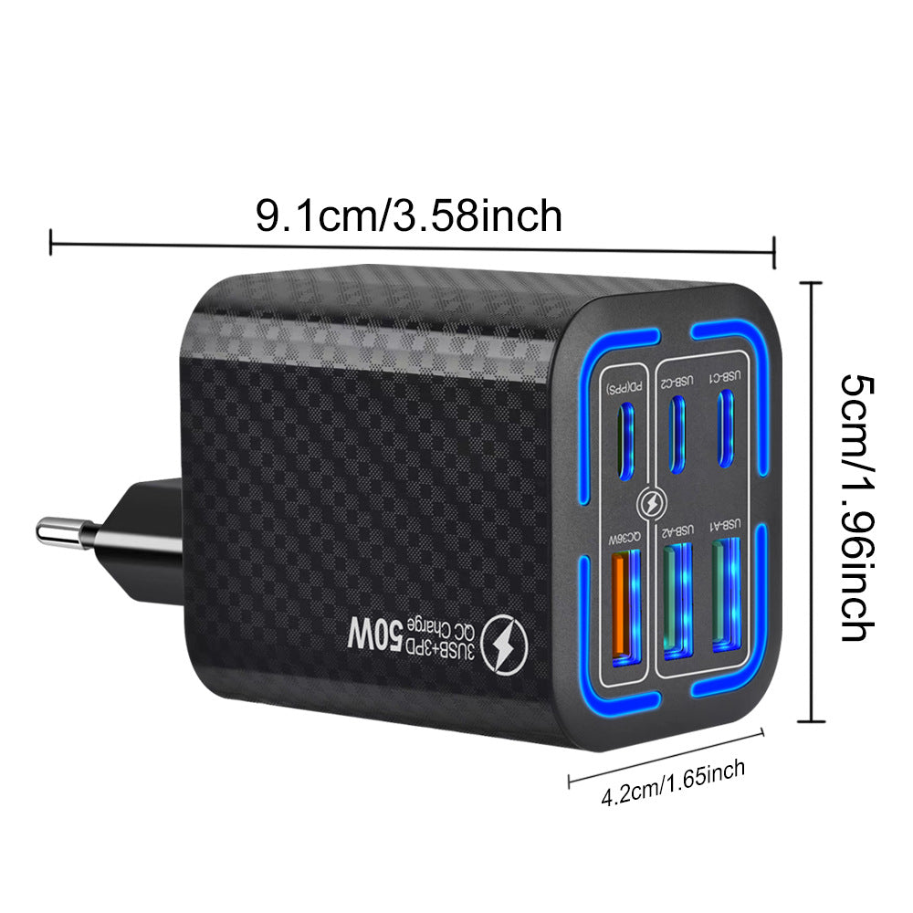 Portable 50W 6-Port Charging Station