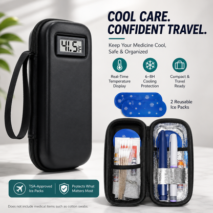 Insulin Cooler Travel Case with Temperature Display