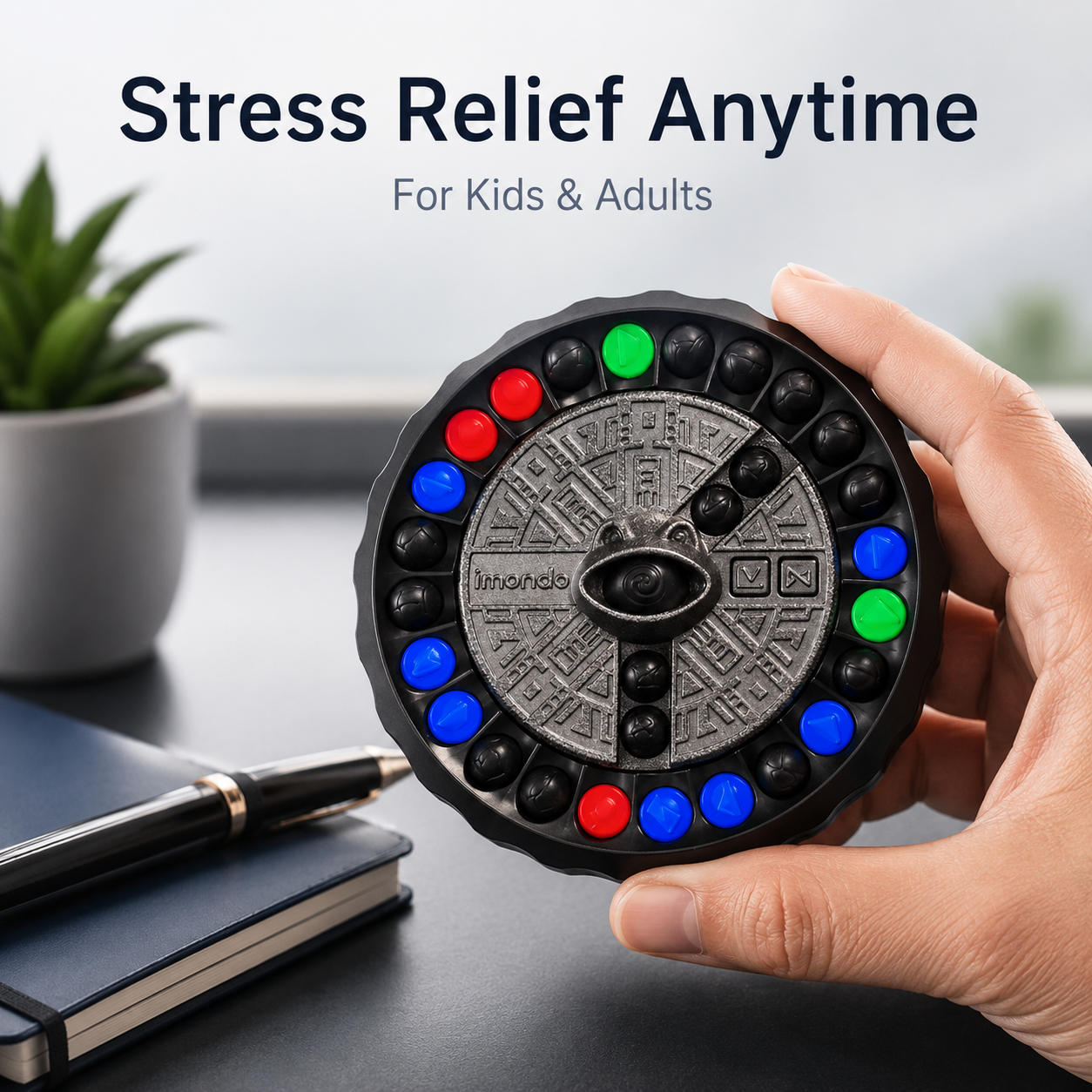 IMONDO Gem Rotating Puzzle Game, 3 in 1 Elimination Brain Teaser Toy, Focus Training Logic Brain Game, Family Interactive Board Game, Stress Relief Fidget Toy for Kids & Adults