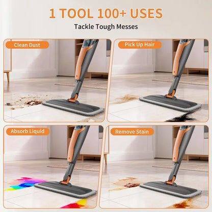 2-in-1 Microfiber Spray Mop with 420ml Refillable Bottle & 4 Washable Pads