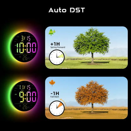🌈 10" RGB Smart Wall Clock – Futuristic LED Digital Clock with Music Sync & Ambient Lights