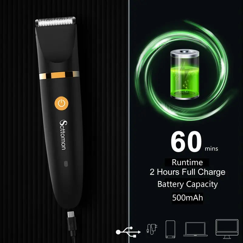 ✨ 3-In-1 Men's Body Groomer – Waterproof Groin, Body & Nose Hair Trimmer