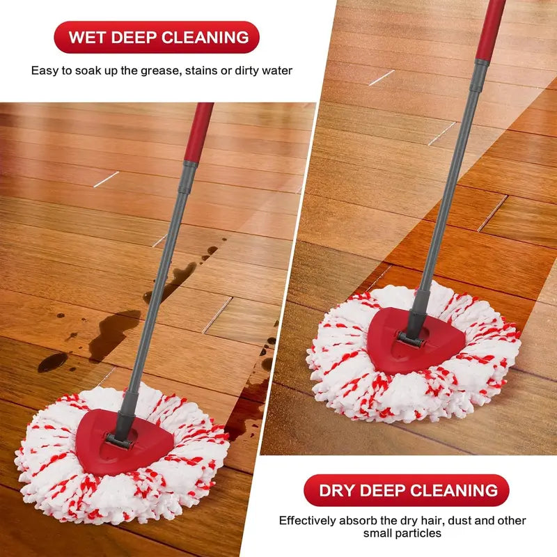 🧼 3-Pack 2-in-1 Scrubbing Spin Mop Replacement Heads