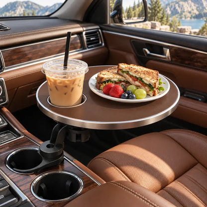 🚗 360° Swivel Car Cup Holder Tray – Adjustable Food & Drink Table