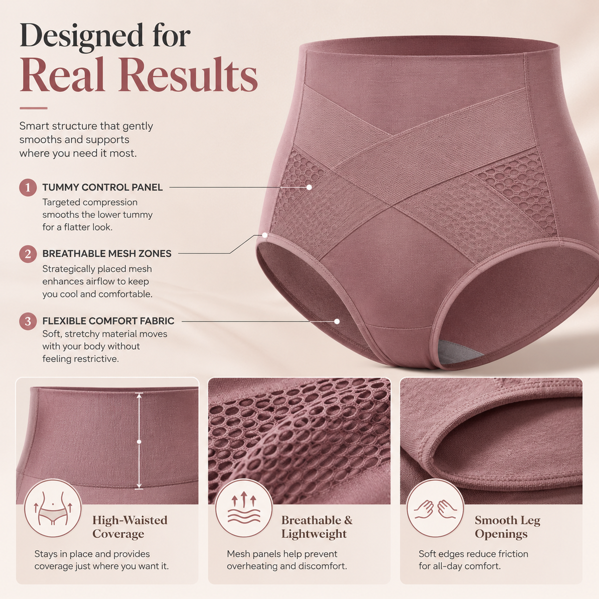 👖High-Waisted Tummy Control Shaping Briefs | Everyday Smoothing Underwear✨