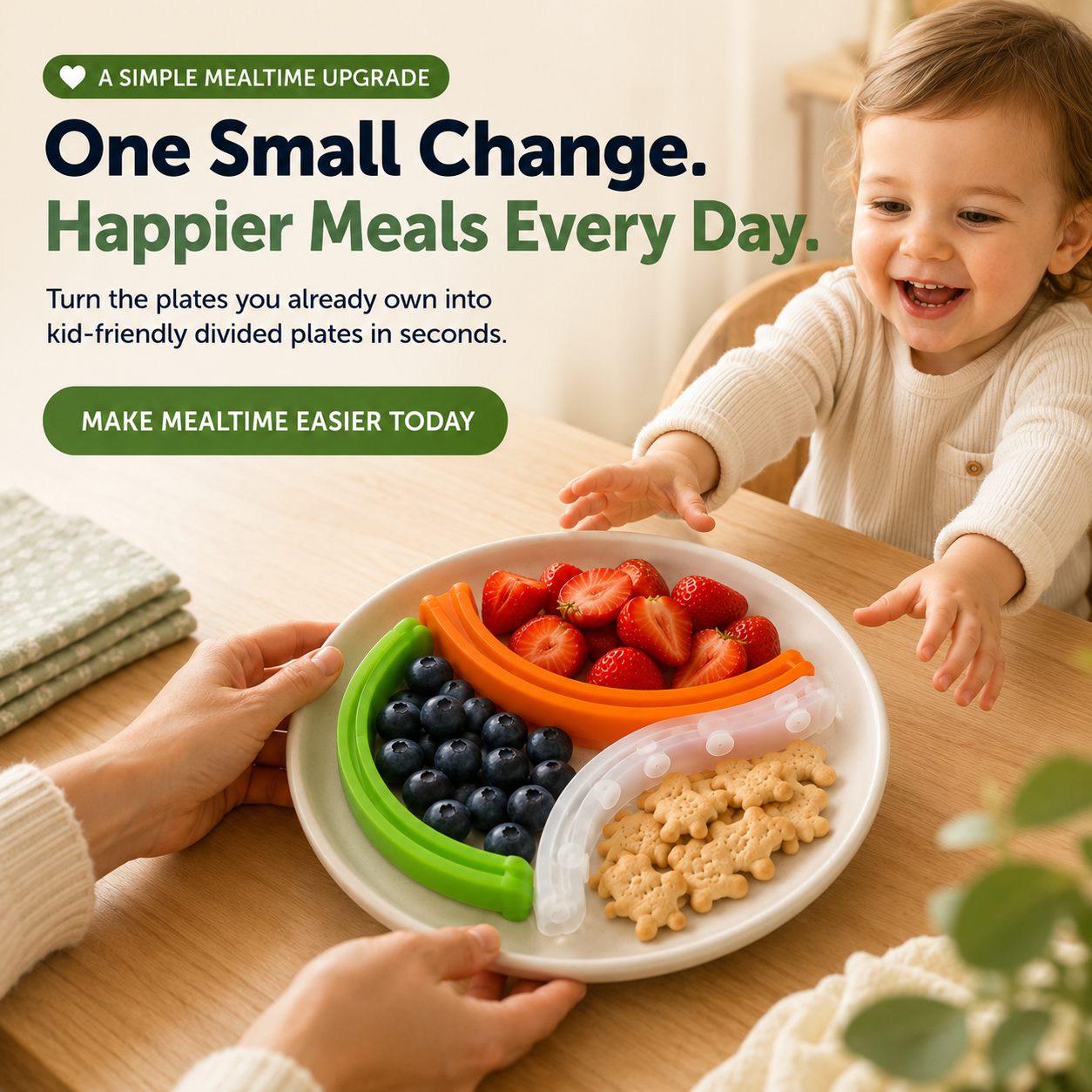 🍽️ Kids Plate Divider – Keep Foods Separate For Happier Mealtimes🌈