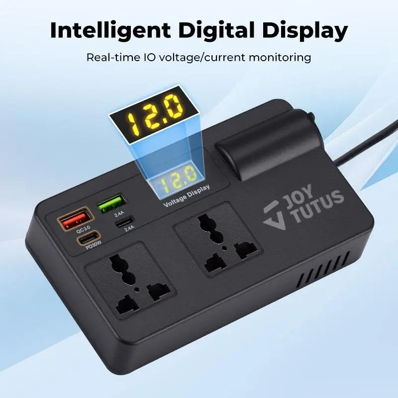 ⚡ Portable Car Power Inverter – Turn Your Vehicle Into a Mobile Power Station | QC3.0 Fast Charging & USB Power Supply