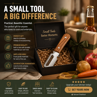 🔪 2-in-1 Wooden Kitchen Peeler & Bottle Opener – Peel, Open & Simplify Your Cooking