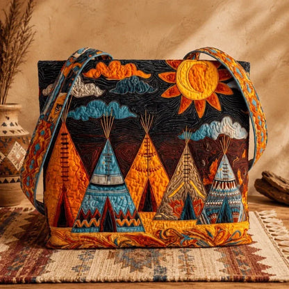 🐎🧵Western Heritage Quilted Tote – Horse, Bison & Feather-Inspired Everyday Bag