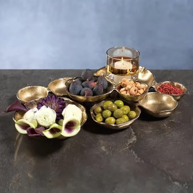 🔥 Limited-Time Sale🔥🍽️ Cluster Accent Bowls – Shiny Gold Snack & Appetizer Serving Dish