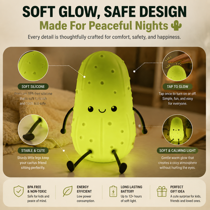 🌵 Cute Cactus Tap Night Light | Soft Silicone Bedside Lamp For Kids & Cozy Room Decor💡
