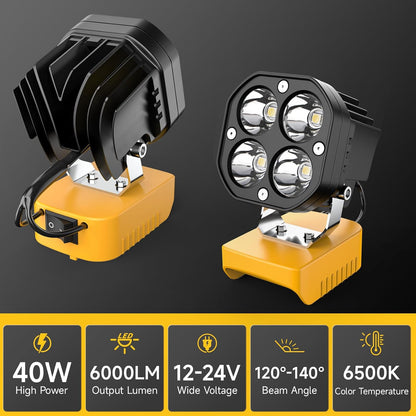 🛠️💡LED Work Light Compatible with Milwaukee 18V Battery/Dewalt 18V&20V Battery