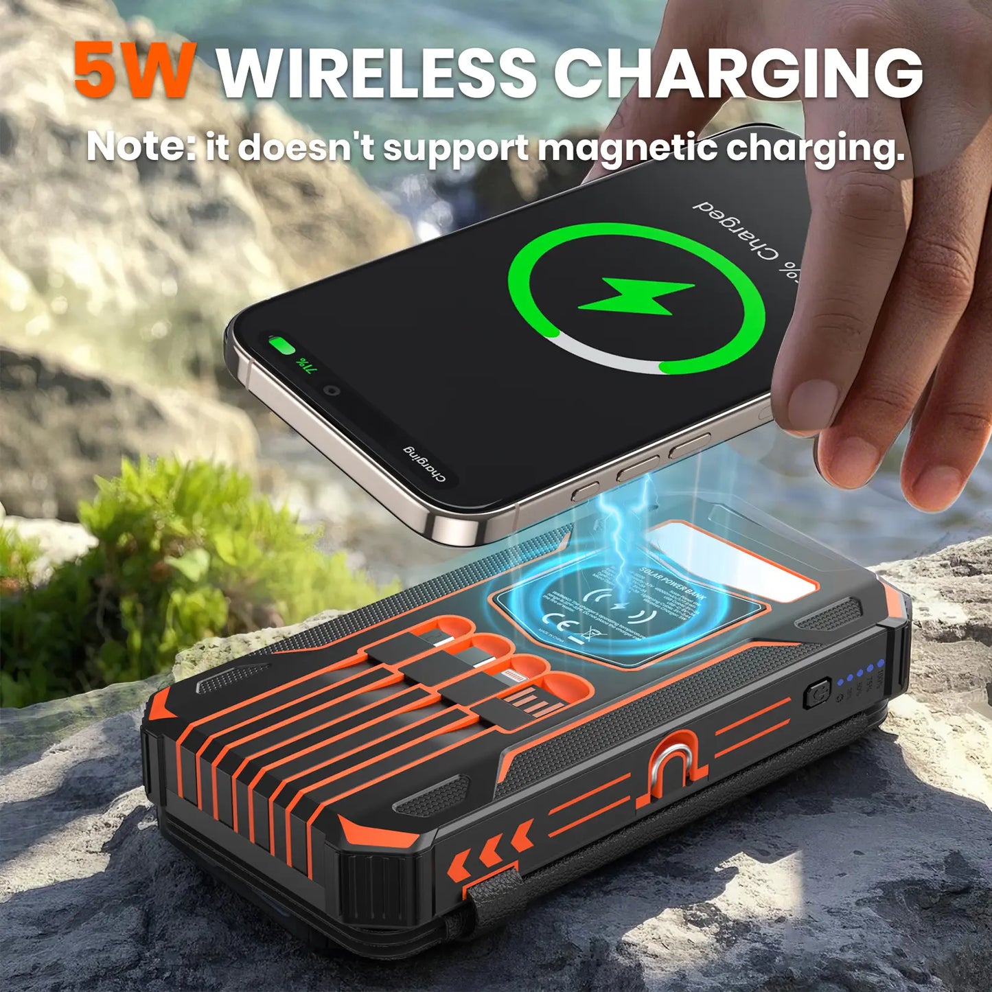 🔋 48000mAh Solar Power Bank – Wireless Portable Charger