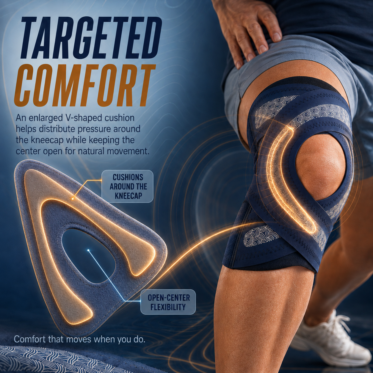 🦵 4-Spring Open-Patella Knee Brace – Adjustable Compression & Side Support