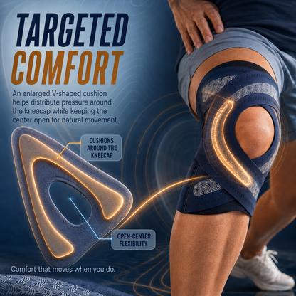 🦵 4-Spring Open-Patella Knee Brace – Adjustable Compression & Side Support