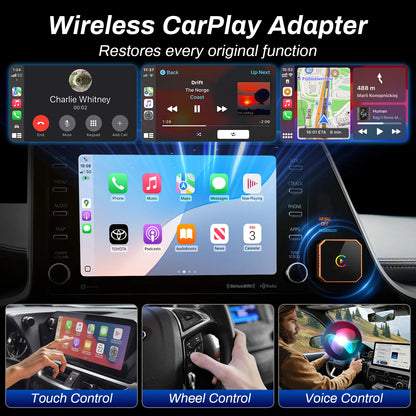 2026 Wireless CarPlay Adapter 2-in-1 for Apple CarPlay & Android Auto