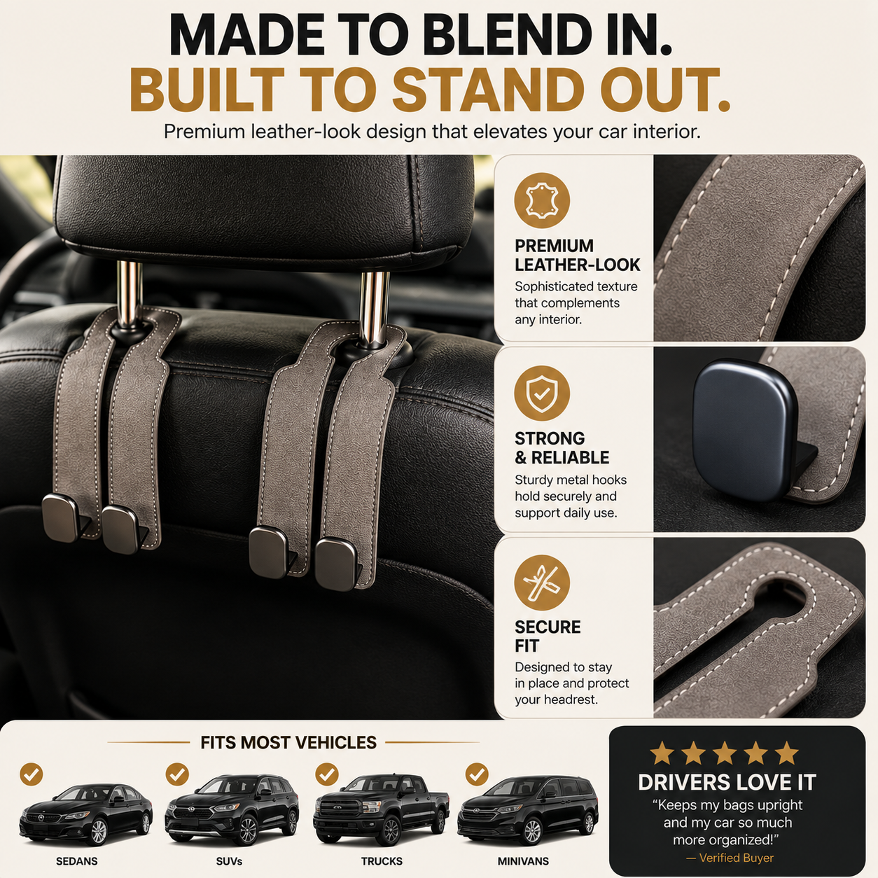 🚗 2-in-1 Car Headrest Organizer Hook & Phone Holder – Keep Bags Secure & Your Car Clutter-Free
