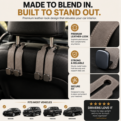 🚗 2-in-1 Car Headrest Organizer Hook & Phone Holder – Keep Bags Secure & Your Car Clutter-Free