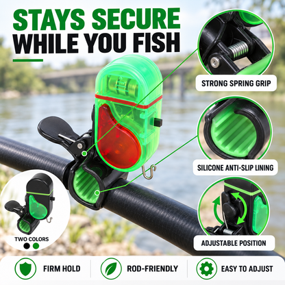 🎣 Electronic Fishing Rod Bite Alarm – High-Volume Buzzer, LED Flash & Adjustable Silicone Clamp