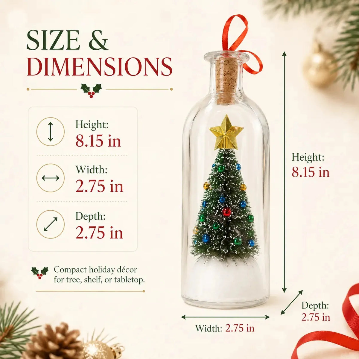 Recordable Christmas bottle ornament dimensions