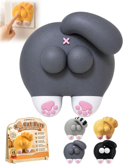 🐱Funny Cat Butt Light Switch Cover | 3D Double Rocker Decor