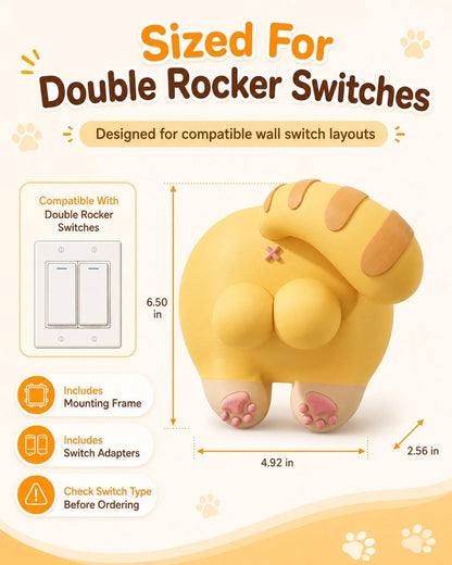 🐱Funny Cat Butt Light Switch Cover | 3D Double Rocker Decor