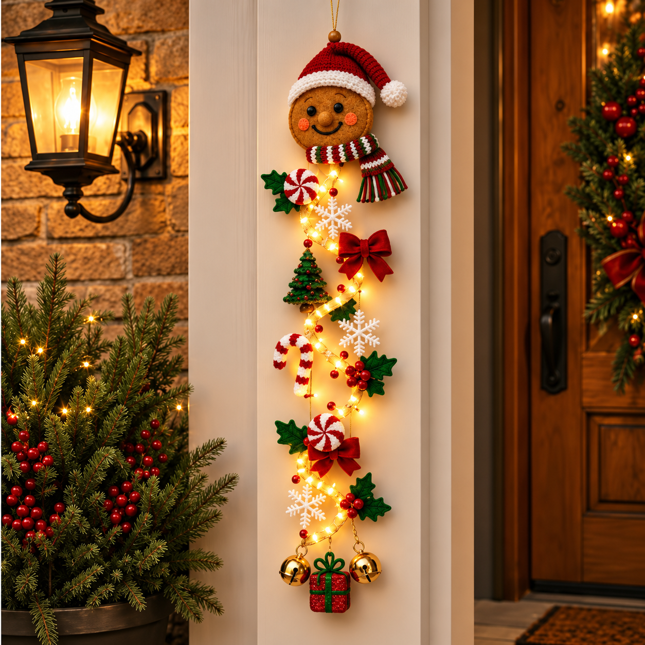 ☃️ Lighted Snowman Christmas Hanging Decor – Warm Holiday Porch & Doorway Decoration