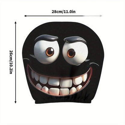😆 Funny Cartoon Car Headrest Covers – 2PCS 2D Universal Fit 🚗