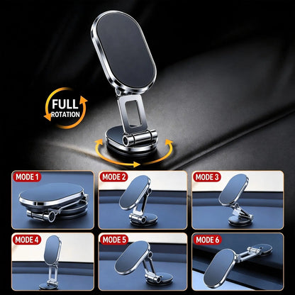 📱 Foldable Magnetic Car Phone Holder – 360° Rotating Metal Mount