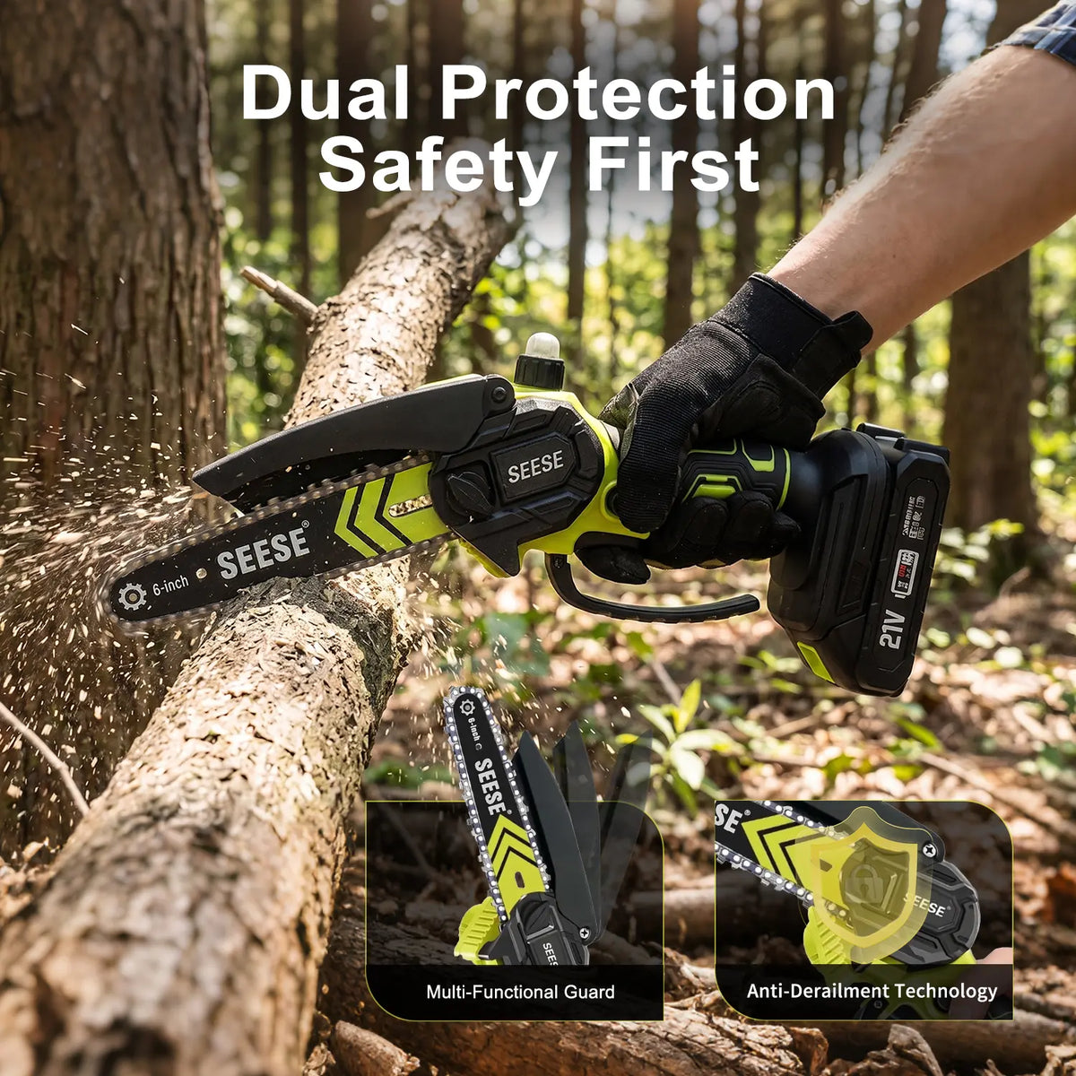 🔥 Limited Time 50% OFF | 6-Inch Mini Chainsaw – Powerful 21V Brushless Cordless Electric Saw with Auto Oiling, Safety Lock & Lightweight Design for Easy Wood Cutting