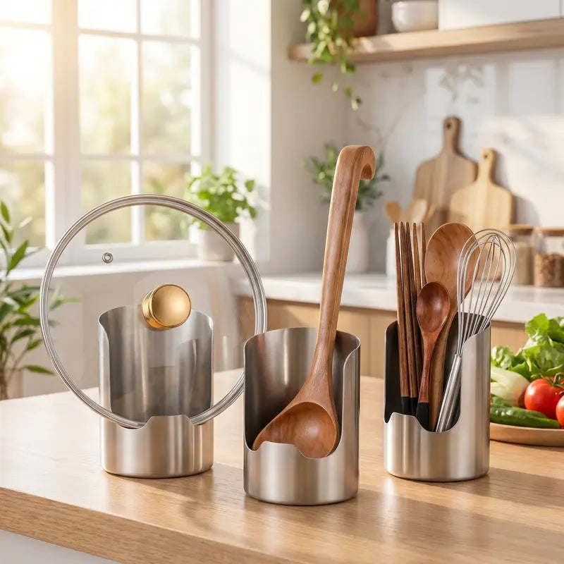 ⚡️Thickened Stainless Steel Utensil Organizer, Rust Resistant Easy to Clean