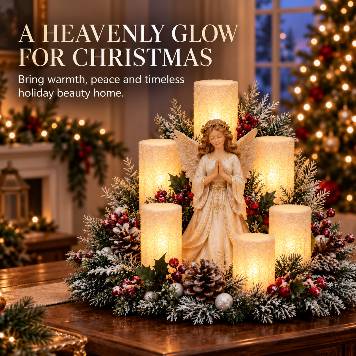 LED Santa Christmas Table Centerpiece with Flameless Candle Lights