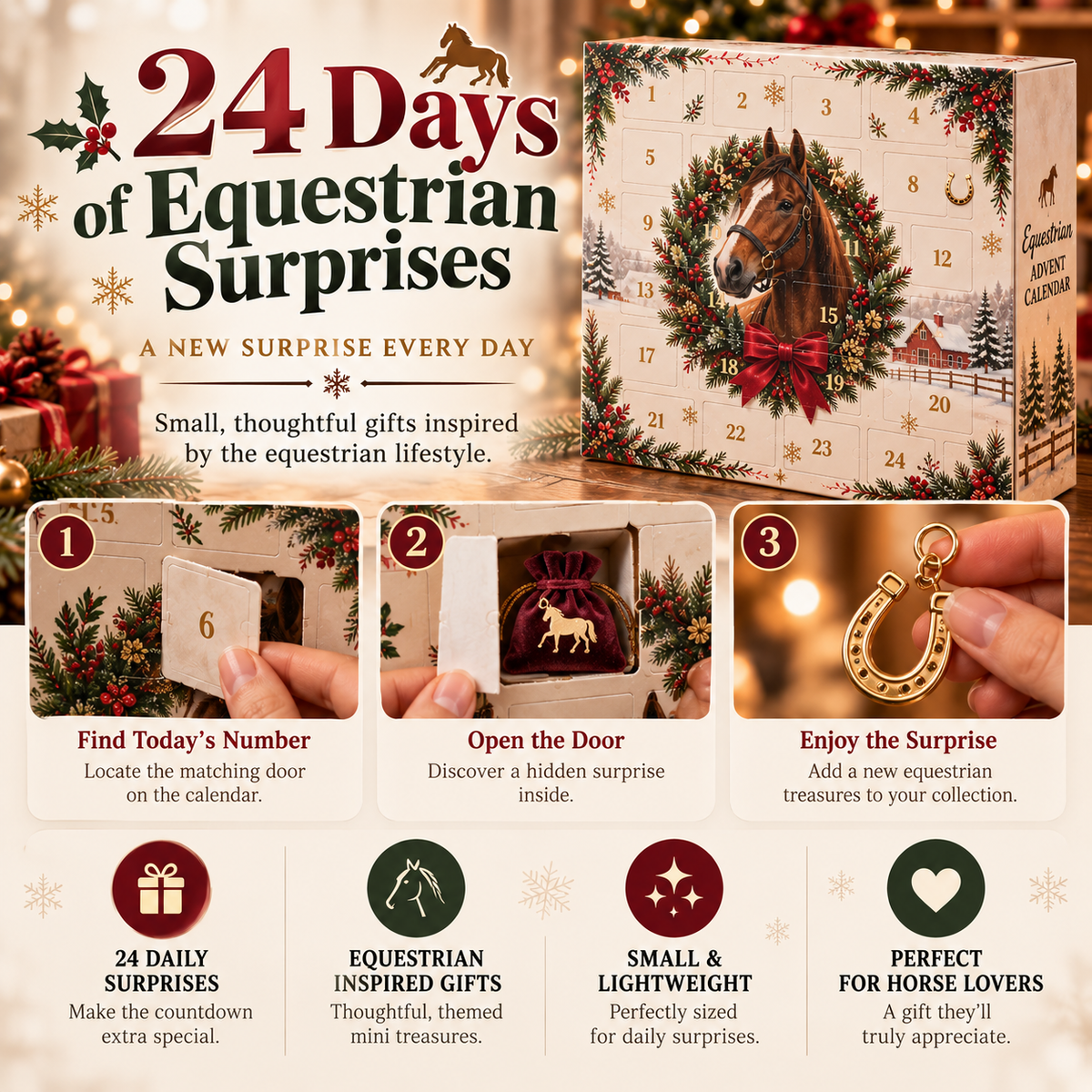 🐴 24-Day Equestrian Advent Calendar – Daily Mini Surprises for Horse Lovers