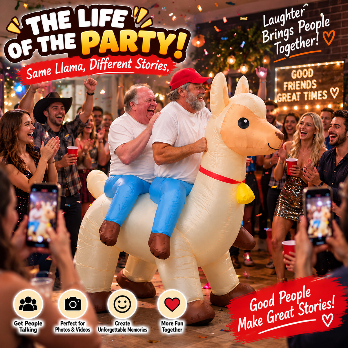 😂 2026 2-Person Inflatable Llama Costume – Hilarious Double Rider Party Outfit
