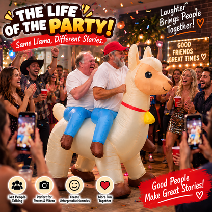😂 2026 2-Person Inflatable Llama Costume – Hilarious Double Rider Party Outfit