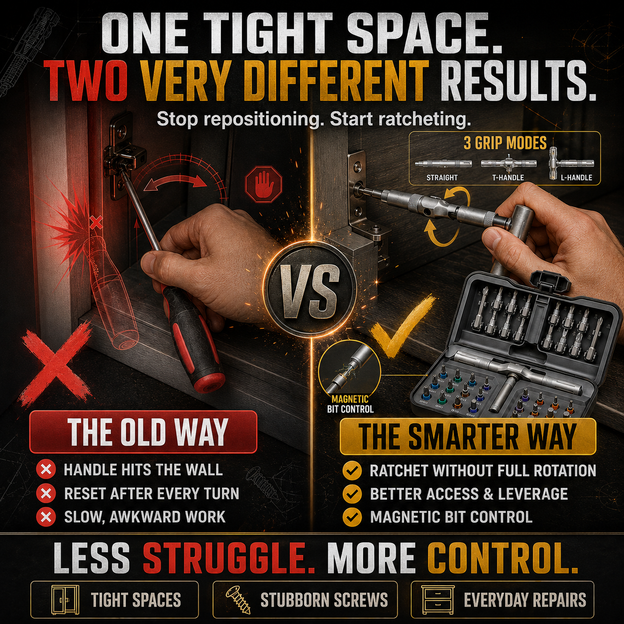 🔧 38-Bit 3-in-1 Adjustable Ratcheting Screwdriver Set for Tight Spaces
