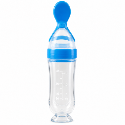 👶 90ml Baby Food Squeeze Feeder – One-Hand Feeding Spoon with Suction Base