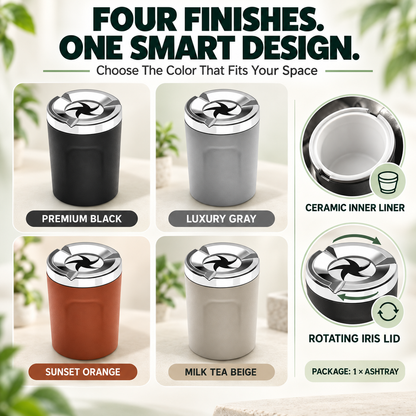 🚬Rotating-Lid Car Ashtray with Ceramic Liner – Cup Holder Design🧱