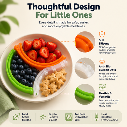 🍽️ Kids Plate Divider – Keep Foods Separate For Happier Mealtimes🌈