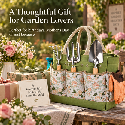 Bloom & Grow Floral Gardening Gift Set with Tool Tote