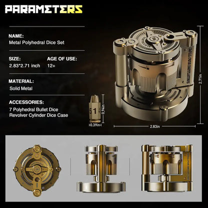 Metal DND Dice Set with Rotating Holder | 7-Piece Polyhedral RPG Dice