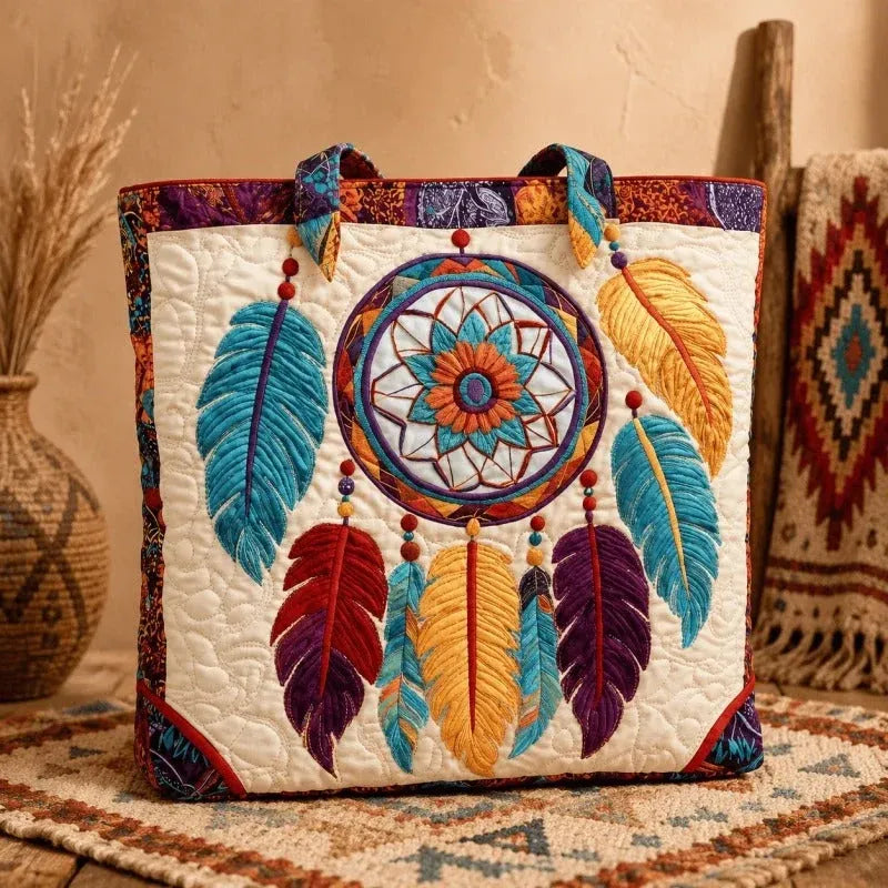 🐎🧵Western Heritage Quilted Tote – Horse, Bison & Feather-Inspired Everyday Bag