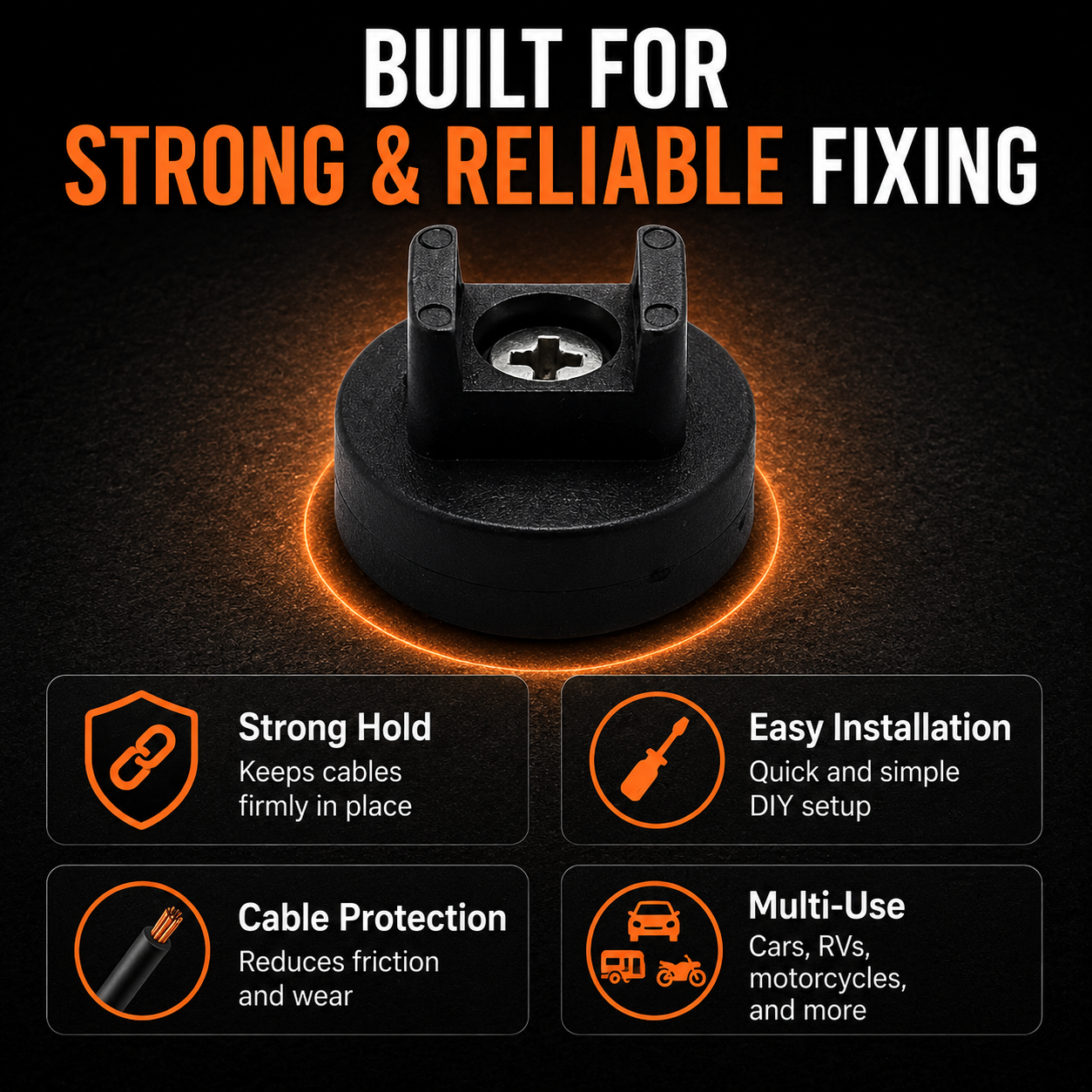 🔧 Universal Cable Tie Mount Clips – 🚗 Heavy Duty Wire Fixing Holders for Car, Truck, RV & DIY Cable Management