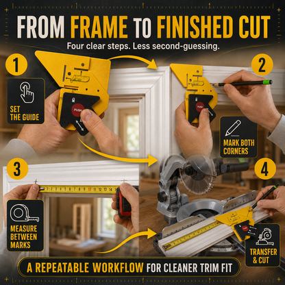 📐 Adjustable 45° Trim Marking & Measuring Tool – Fast Door & Window Casing Layout